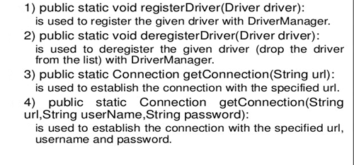 Methods of DriverManager